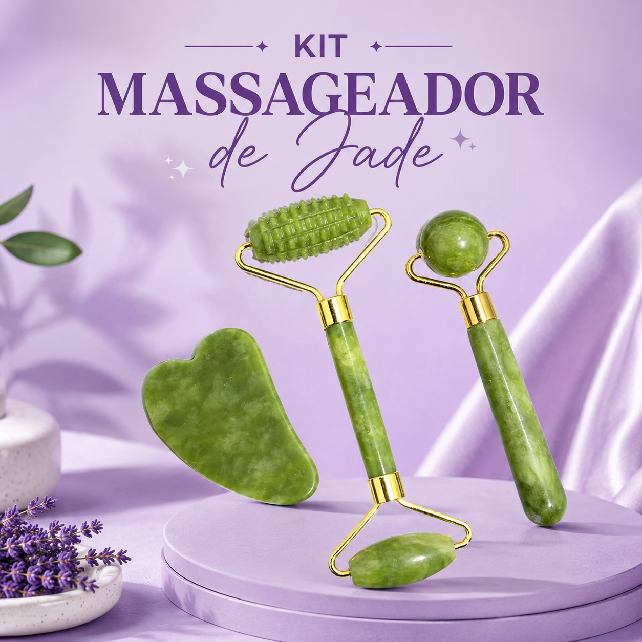Rolo Massageador de Gua Sha Pedra Natural