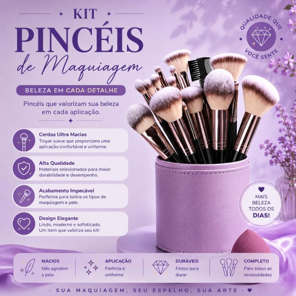 Conjunto Profissional de Pincéis de Maquiagem